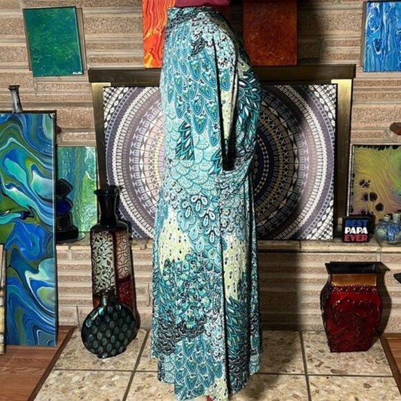 Connected Petite Peacock Print Twisted Front Dress 12P MUST BUNDLE - Picture 3 of 8